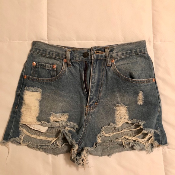 Wreak-Reational Activity Destroyed Denim Shorts - Picture 1 of 2